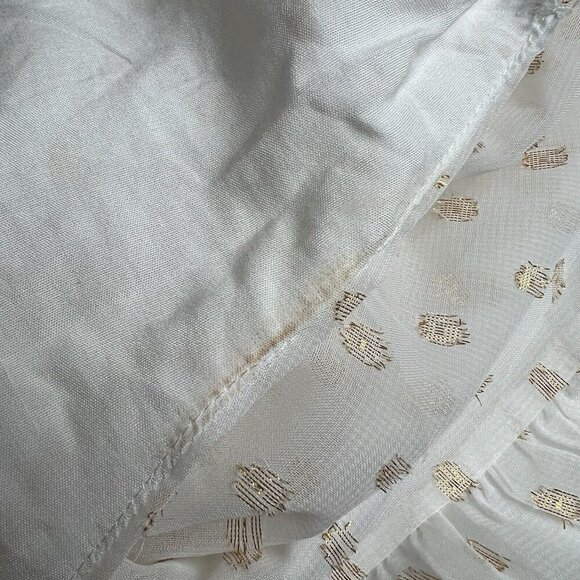 Lulus Shining Sight White Metallic Gold Polka Dot One-Shoulder Midi Dress Medium - Picture 9 of 14